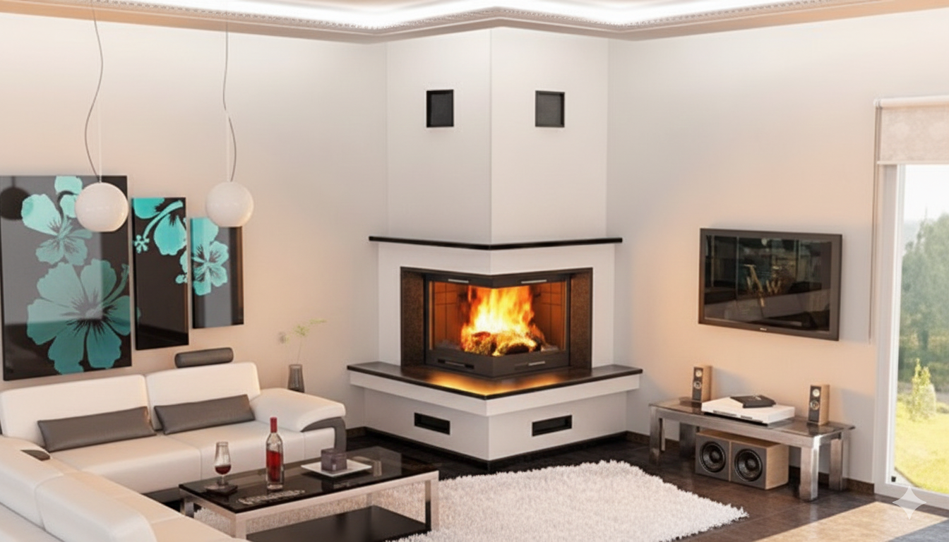 Eşkenar L Tipli Odunlu Şömine BŞO26