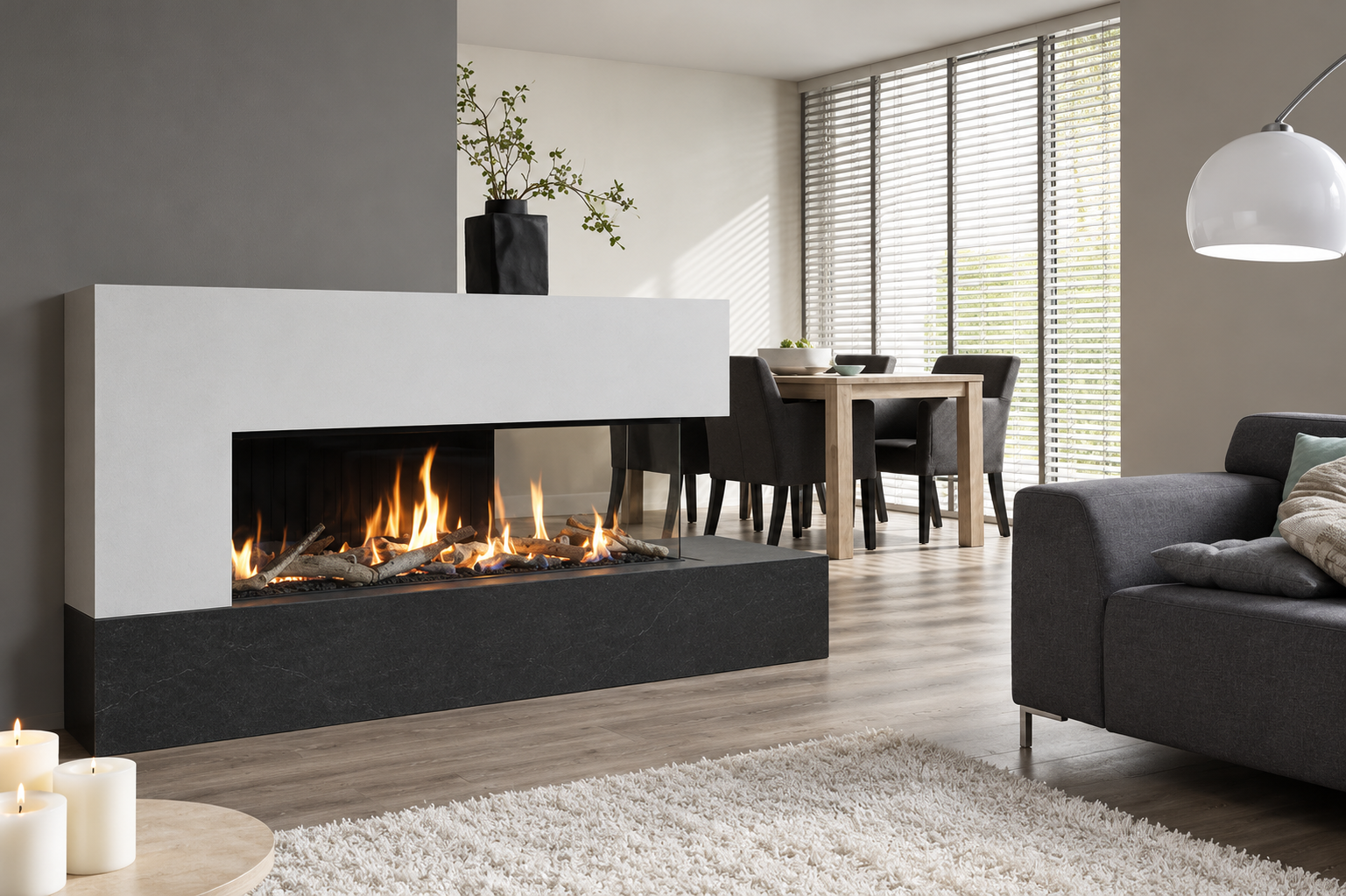 150 cm Epi Model Üç Tarafı Camlı Doğal Gazlı Şömine BŞD659