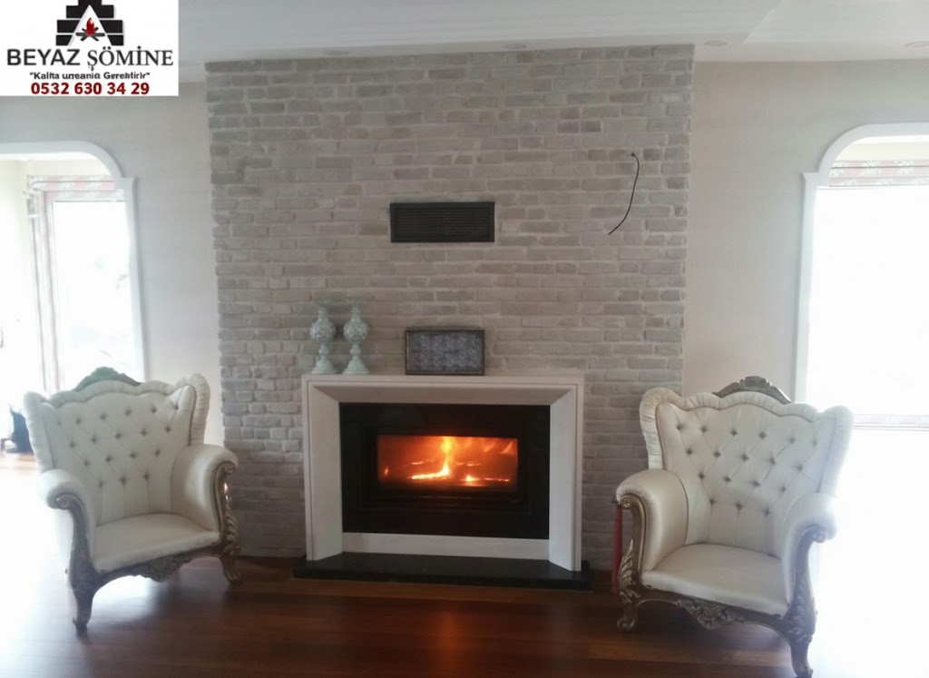 Kültür Tuğlası Kaplamalı Düz Asansörlü Şömine BŞO59