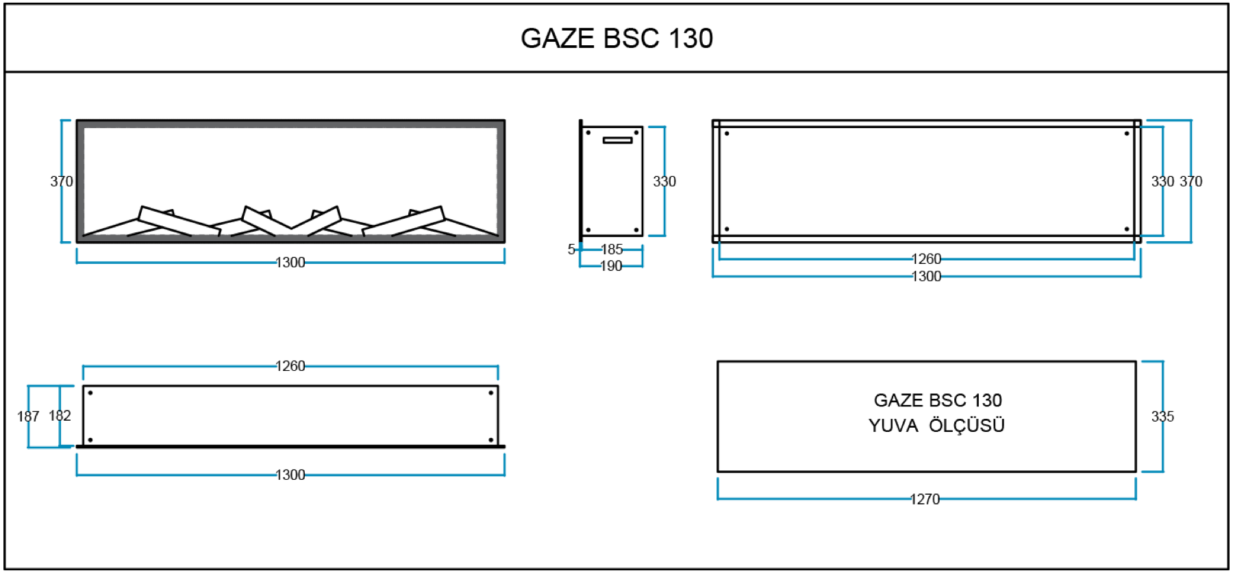 Flameline Gaze Serisi 130 cm Elektrikli Şömine