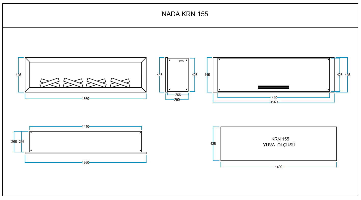 Flameline KRN Serisi 155 cm Elektrikli Şömine