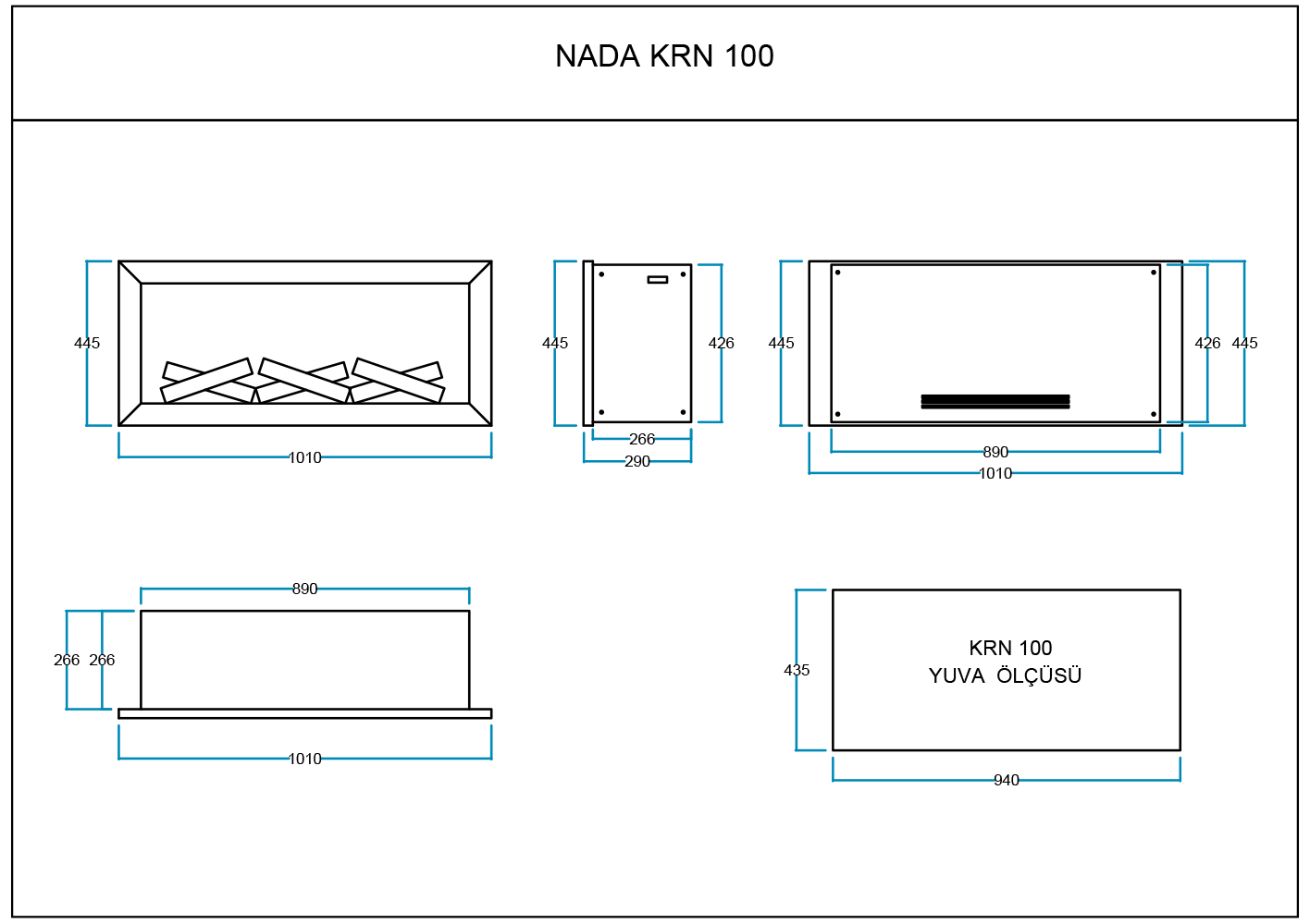 Flameline KRN Serisi 100 cm Elektrikli Şömine