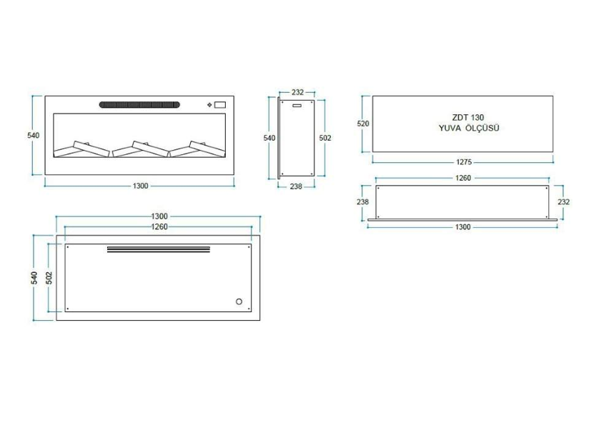 Flameline ZDT Serisi 130 cm Elektrikli Şömine