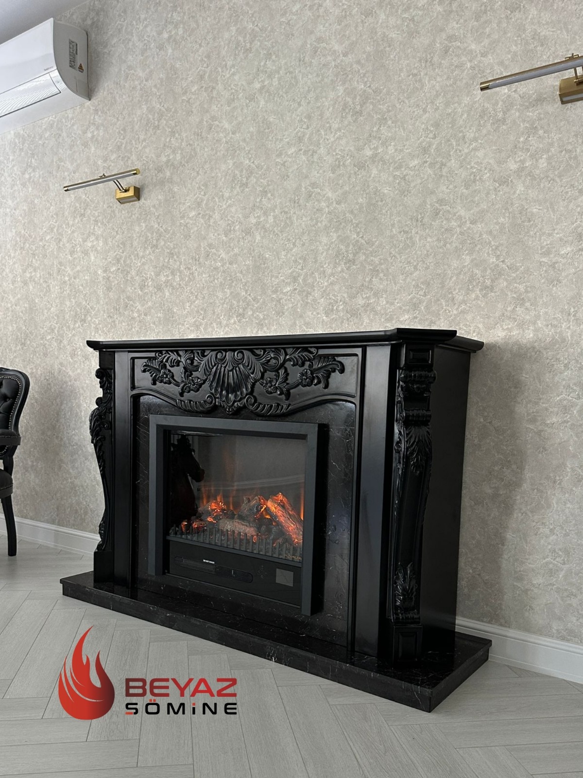 Ahşap Oymalı Elektrikli Şömine BŞA129