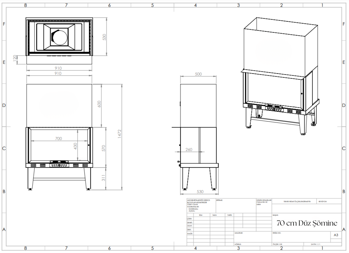 70 cm Düz Çelik Asansörlü Hazne BŞH70