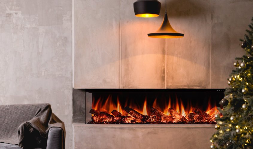 Zaya Laden 150 cm Üç Tarafı Camlı Elektrikli Şömine