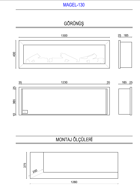 Zaya Magel 130 cm Elektrikli Şömine