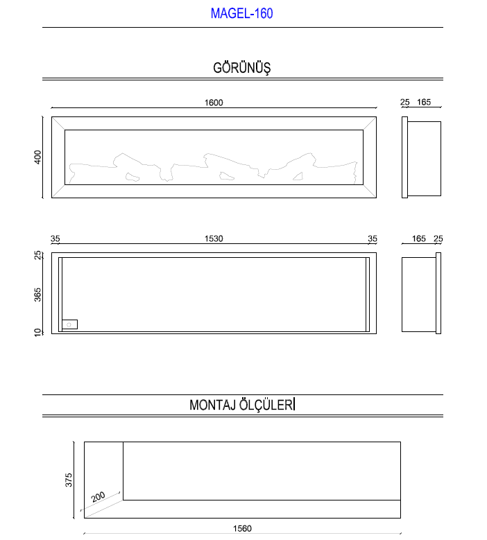 Zaya Magel 160 cm Elektrikli Şömine