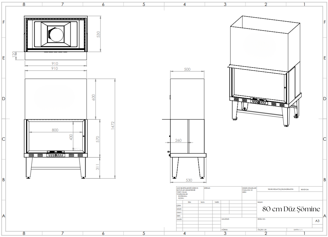 80 cm Düz Çelik Asansörlü Hazne BŞH80