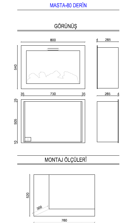 Zaya Masta 80 cm Derin Elektrikli Şömine