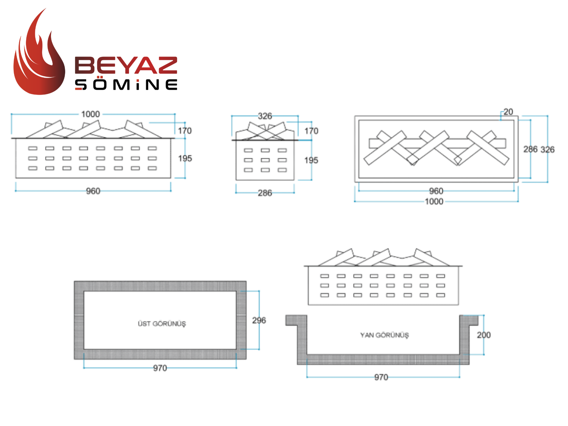 Flameline Vasko VP Serisi 100 cm Buharlı Elektrikli Şömine