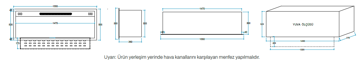 Flameline Vudlas VDK Serisi 130 cm Buharlı Elektrikli Şömine