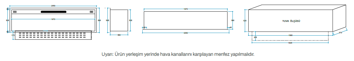 Flameline Vudlas VDK Serisi 180 cm Buharlı Elektrikli Şömine