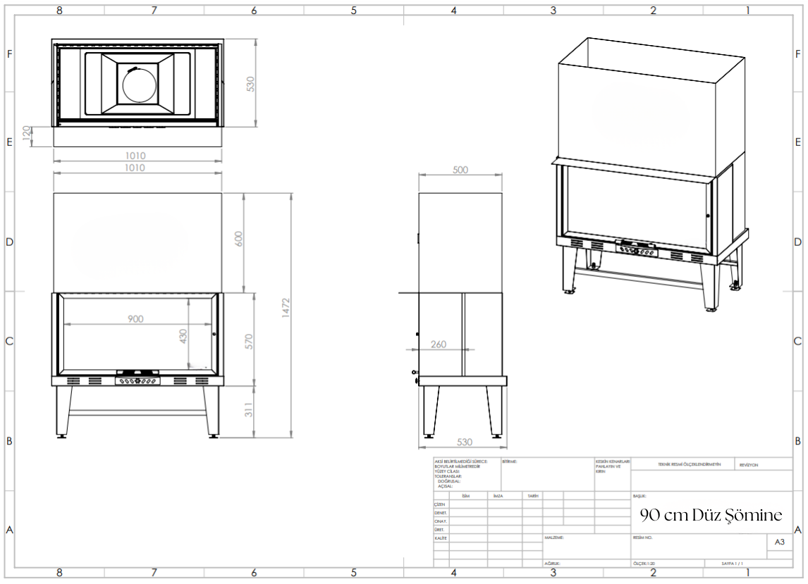 90 cm Düz Çelik Asansörlü Hazne BŞH902