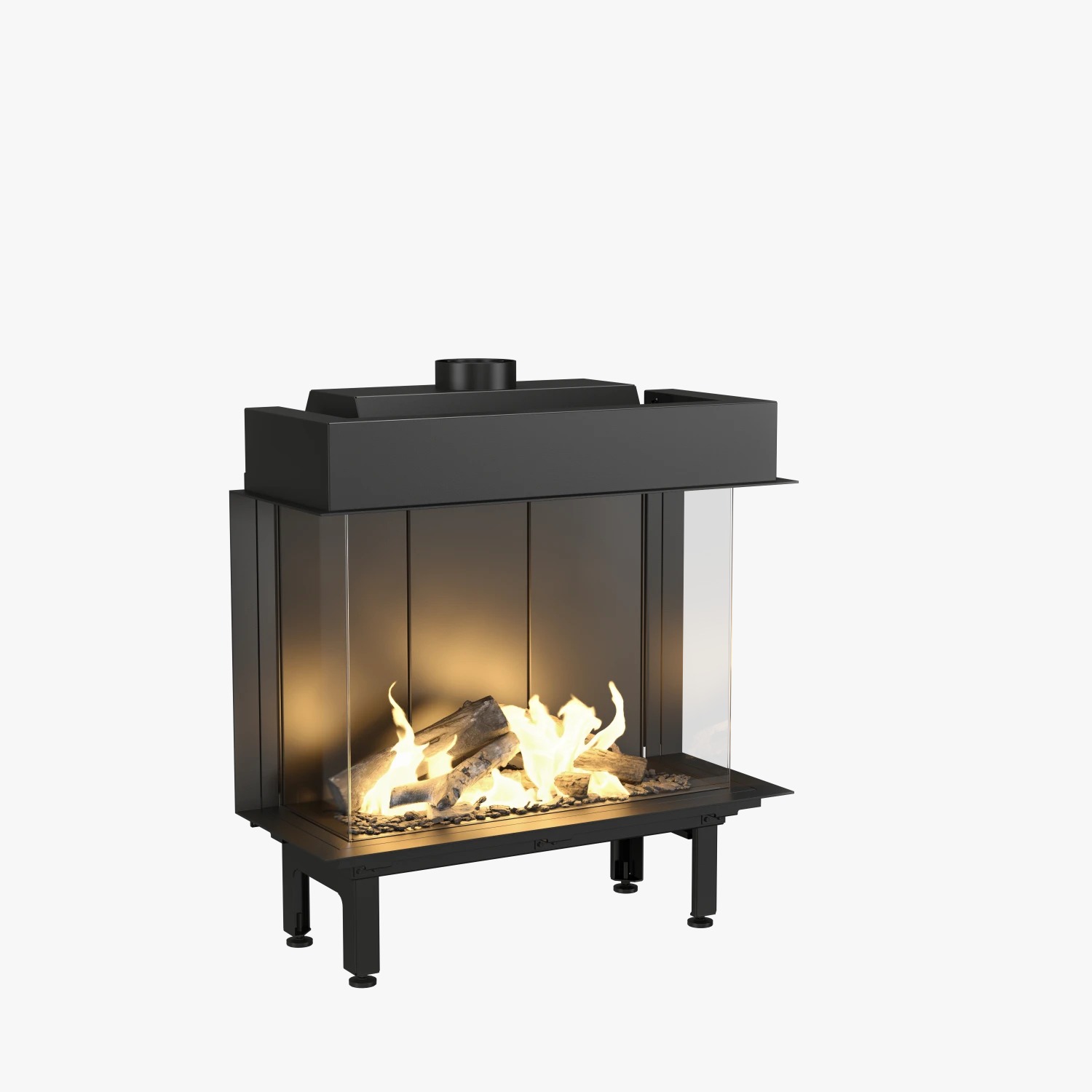 Vourla 80 cm Üç Tarafı Camlı Doğalgazlı Şömine BŞDV02