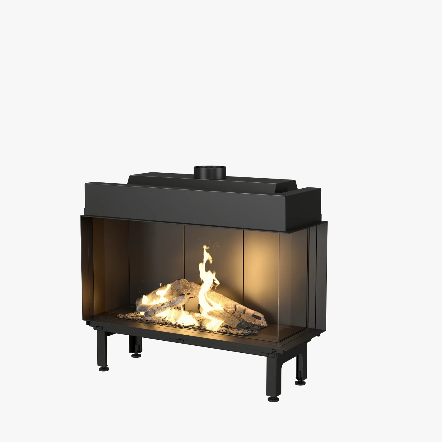 Vourla 100 cm Sağ Açık L Tipi Doğalgazlı Şömine BŞDV10