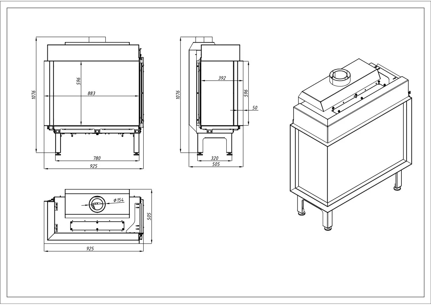 Vourla 80 cm Sol Açık L Tipi Doğalgazlı Şömine BŞDV04