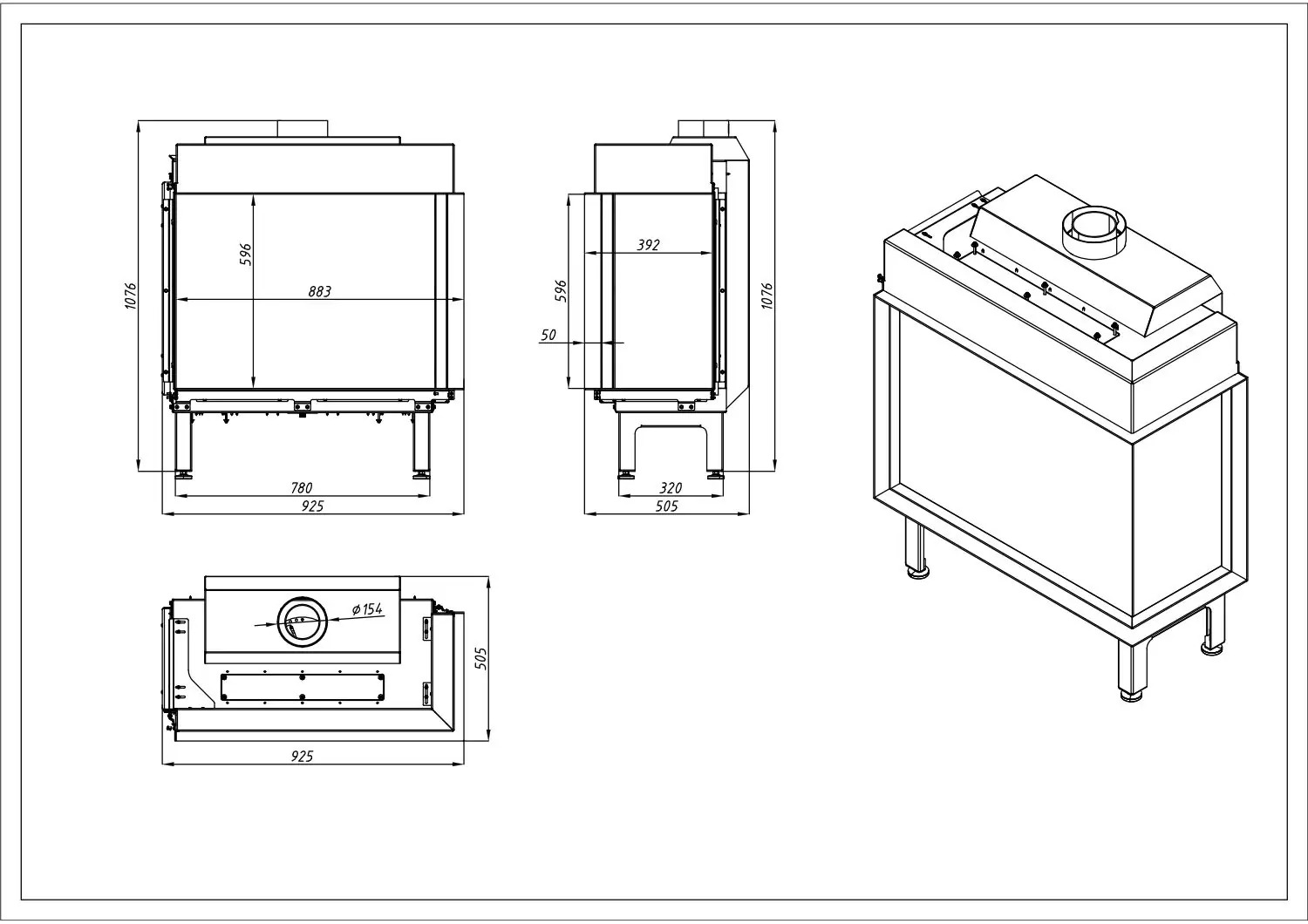 Vourla 80 cm Sağ Açık L Tipi Doğalgazlı Şömine BŞDV03